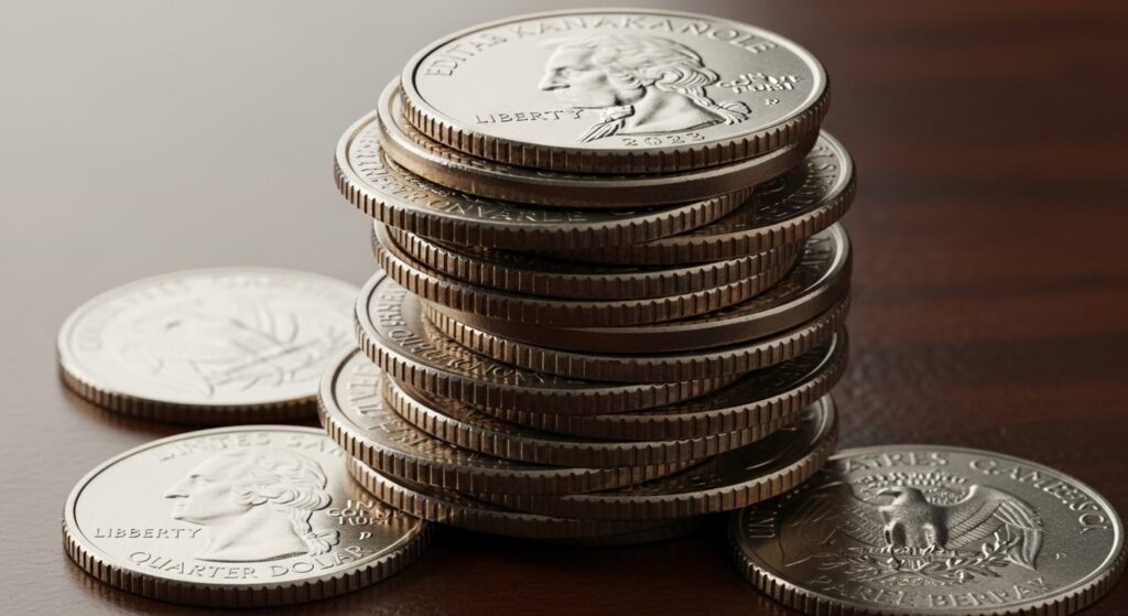 A Stack of US Quarters