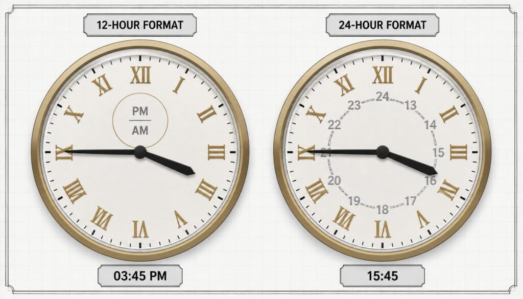 Both 12-Hour and 24-Hour Clock