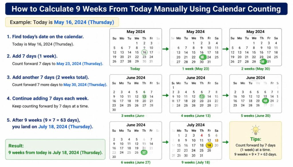 How to Calculate 9 Weeks From Today